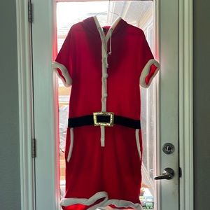 Santa Clause one piece shorts costume. With hood and pockets.